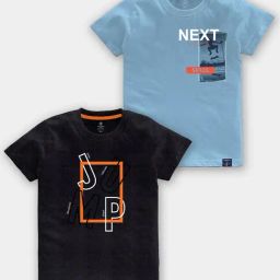 Codez Kids Black & Sky Blue Printed T-Shirt (Pack Of 2)-picture-34