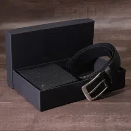 Louis Philippe Black Formal Leather Bi-Fold Wallet with Belt for Men-picture-18