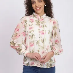 R&B Cream Polyester Floral Print Top-picture-24
