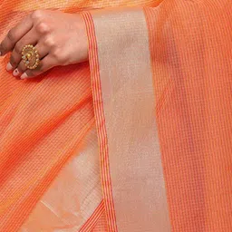 Exotic India Striped Zari Art Silk Banarasi Saree image 5