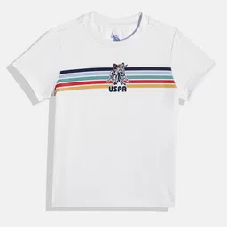 U.S. Polo Assn. Kids Boys Brand Logo Striped Pure Cotton T-shirt-picture-30