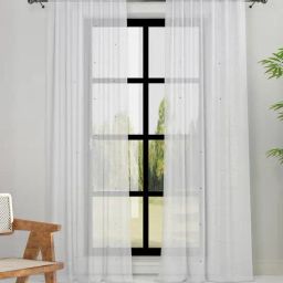 Fabindia Home Magolia Embroidery White Cotton 9 ft Long Door Curtain-picture-2