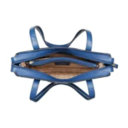 Hidesign Blue MEXICO AZTEC 02 Textured Medium Leather Tote image 3