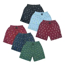 Revvo Junior 6Pcs Printed Boxers RTS-701-NAVY BLUE,MINT GREEN,PEACH/RED,NAVY,SKY-image-75