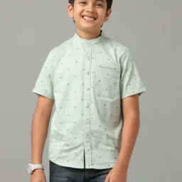 Under Fourteen Only Kids Green Cotton Printed Shirt-image-22