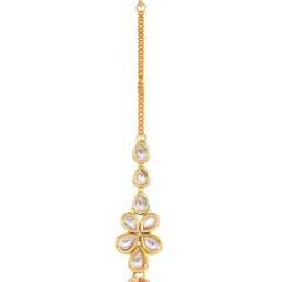 Saraf Rs Jewellery Gold Plated Kundan Studded Red Handcrafted Delicate Mangtika-picture-12