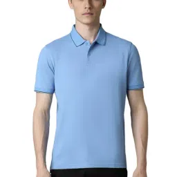 Louis Philippe Blue Cotton Regular Fit Polo T-Shirt-image-10