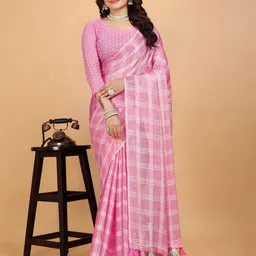 K 5 Fashion Checked Poly Chiffon Saree-picture-13