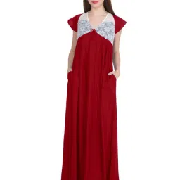 PATRORNA Maroon Lace Nighty-picture-13
