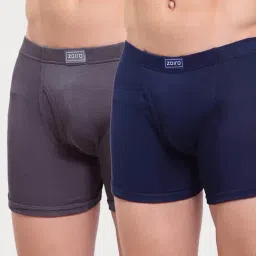 Zoiro Dark Denim & Smoked Pearl Cotton Regular Fit Trunks - Pack Of 2-image-1