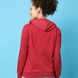 Campus Sutra Maroon Cotton Graphic Print Hoodie image 2