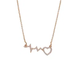 DressBerry Gold-Plated Solitaire CZ Studded Heart Shaped Minimal Pendant with Chain image 4