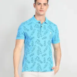 U.S. Polo Assn. Denim Co. Blue Slim Fit Printed Cotton Polo T-Shirt-picture-21
