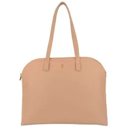Baggit Beige Solid Large Bowler Bag-image-7