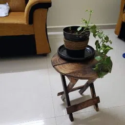 iCare Gifts Wooden Bed Side Table Small Folding end Table Round (Brown) 12 Inch image 4