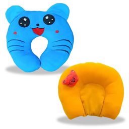 Chinmay Kids Mustard Seeds, Polyester Fibre Animals Baby Pillow Pack of 2 New Sky Blue, Yellow-picture-22