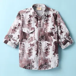 Rikidoos Full Sleeves Abstract Printed Shirt - Brown-picture-22