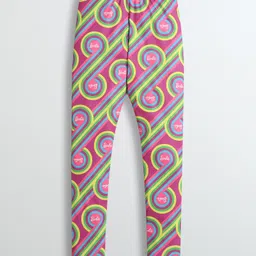 Barbie by Tiny Girl Woven Typography Printed Leggings - Purple-picture-22