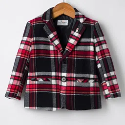 Noddy Full Sleeves Plaid Checked Blazer - Red & Black-picture-22