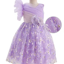 Mark & Mia Woven Frill Sleeves Party Dress with Embroidery & Sequin Detailing - Lavender image 2