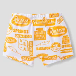 Babyhug Disney Single Jersey Knit Trunks With Cars Graphics Pack of 3 - White image 3