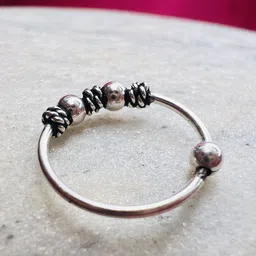 Arte Jewels Sterling Silver Artificial Beaded Oxidised Ring Nosepin-picture-16