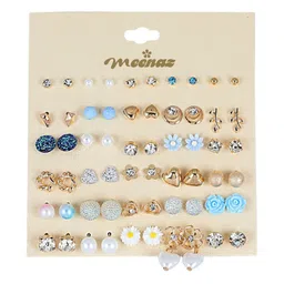 DressBerry Set Of 30 Gold-Plated Artificial Stones Studded Korean Circular Studs-image-73