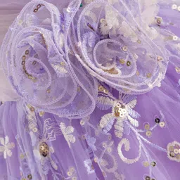 Mark & Mia Woven Frill Sleeves Party Dress with Embroidery & Sequin Detailing - Lavender image 5