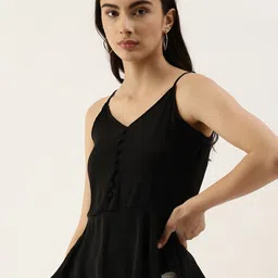 AND Black Solid Peplum Top image 3