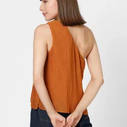 Vero Moda Orange Self Design Top image 3