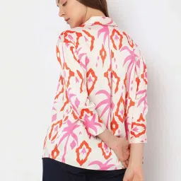 Vero Moda Off White & Orange Printed Shirt image 3