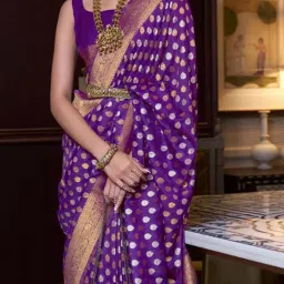 Elora Purple Woven Saree With Unstitched Blouse image 3
