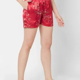 Sweet Dreams Red Floral Print Shorts image 3