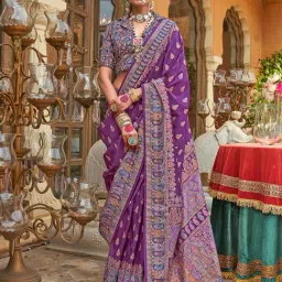 Elora Purple Soft Silk Butta & Pashmina Printed Saree With Unstitched Blouse-picture-20
