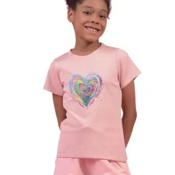 Crimsoune Club Girls Pink Regular Fit Embroidered T-Shirt-image-26