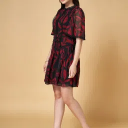 Honey by Pantaloons Red & Black Printed A-Line Dress image 3