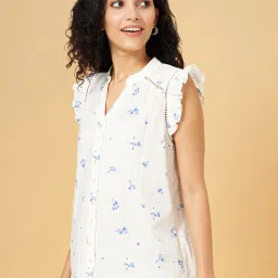 Honey by Pantaloons White Cotton Printed Top image 3
