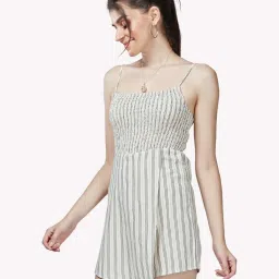 VASTRADO Off-White Cotton Striped Romper image 3