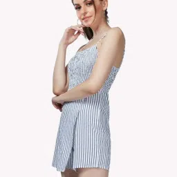 VASTRADO White & Grey Cotton Striped Romper image 3
