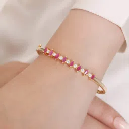 Zavya 925 Silver Radiant Fusion Gold-Plated Bracelet with Cubic Zirconia and Color Stones for Women image 2