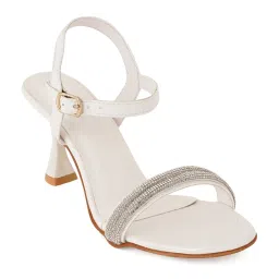 Scentra Women's White Ankle Strap Stilettos image 3