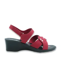 Aerowalk Women's Red Back Strap Wedges image 3
