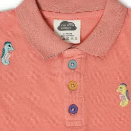 MiArcus Kids Peach Cotton Printed Polo T-Shirt image 3