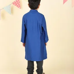 Fabindia Boys Blue Viscose Blend Solid Kurta image 2