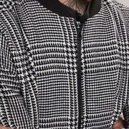 Campus Sutra Black & White Regular Fit Check Jacket image 3