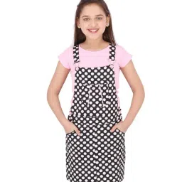 Cutecumber Kids Pink & Black Printed Top with Dungaree-image-15