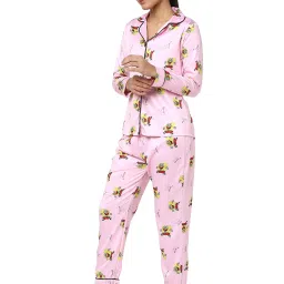 Smarty Pants Pink Satin Print Shirt With Pyjamas image 3