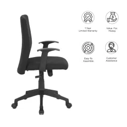 Nilkamal Optima Black Fabric High Back Office Chair with Height Adjustable & Swivel image 3