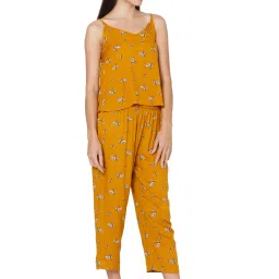 Smarty Pants Mustard Cotton Print Top With Pyjamas image 3