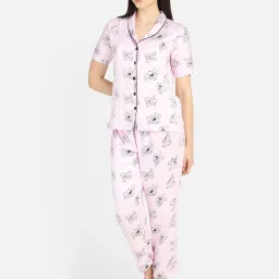 Smarty Pants Baby Pink Satin Print Shirt With Pyjamas image 3